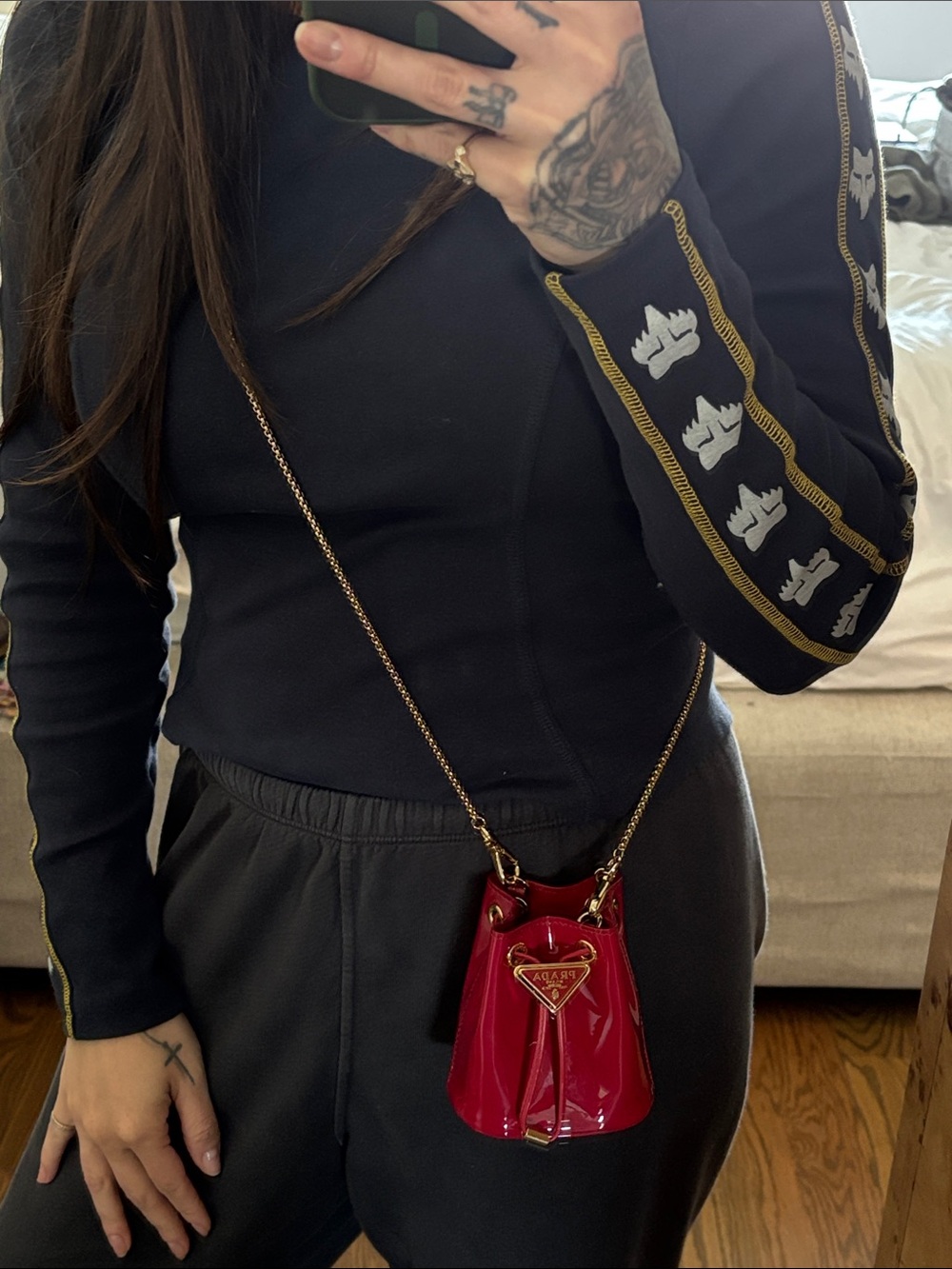 PRICE DROP ** Prada Red Mini Bag with Gold Chain